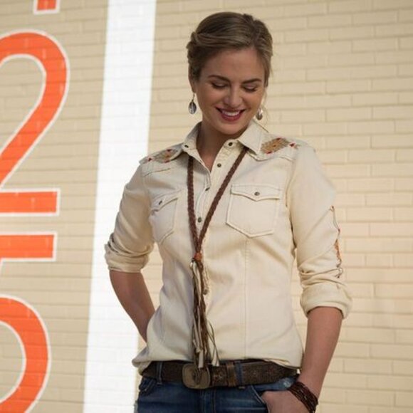 Ryan Michael Embroidered Sunrise Top L1010 - Picture 2 of 6